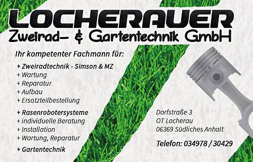 Blick auf das Schild der Locherauer Zweirad- und Gartentechnik GmbH © Locherauer Zweirad- und Gartentechnik GmbH