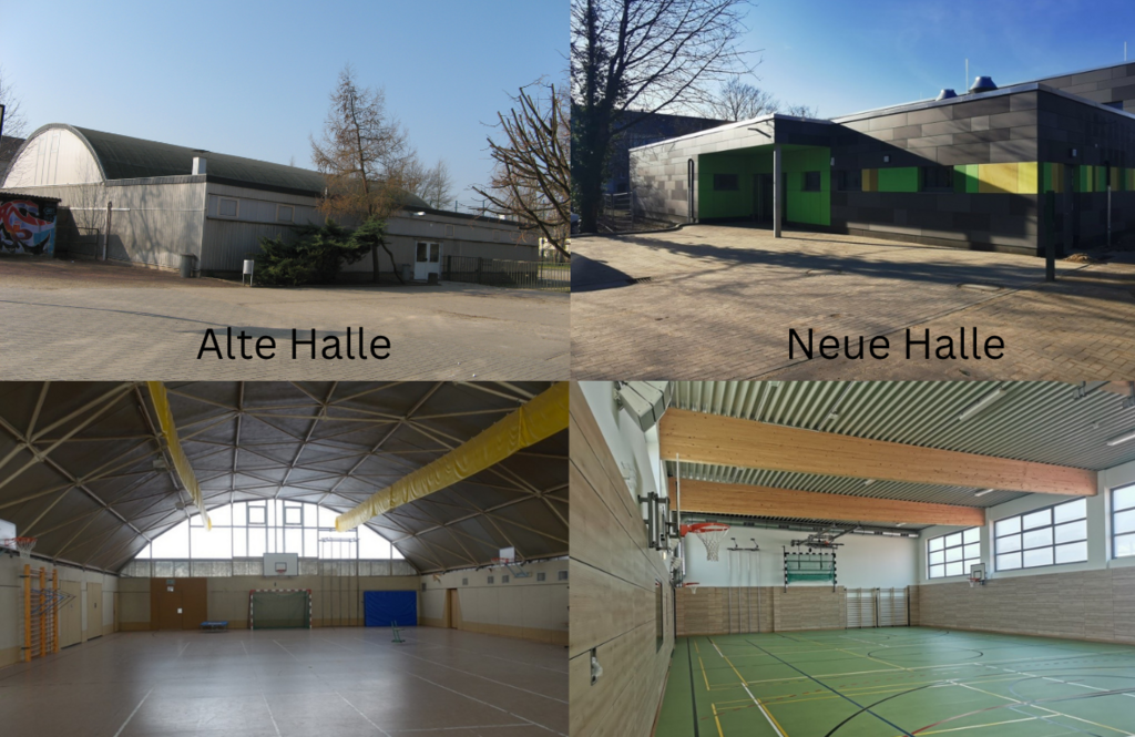 Impressionen der alten und neuen Turnhalle der Sekundarschule Völkerfreundschaft in Köthen