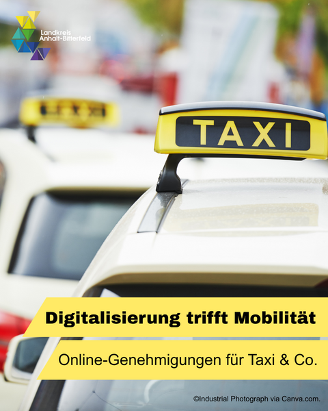 Man sieht zwei Taxis in Reihe stehen &copy; Landkreis Anhalt-Bitterfeld via Canva.com