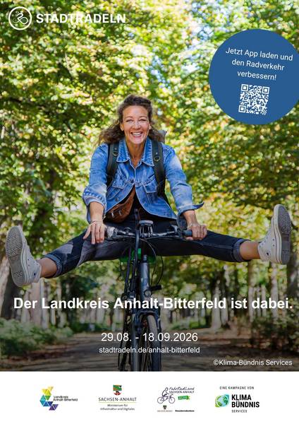 Frau auf Fahrrad, Plakat zum Standradeln &copy; LK ABI