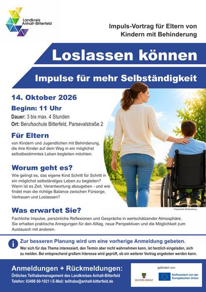 Plakat für einen einen Vortrag des Örtlichen Teilhabemanagements &copy; Landkreis Anhalt-Bitterfeld - KI-generiert